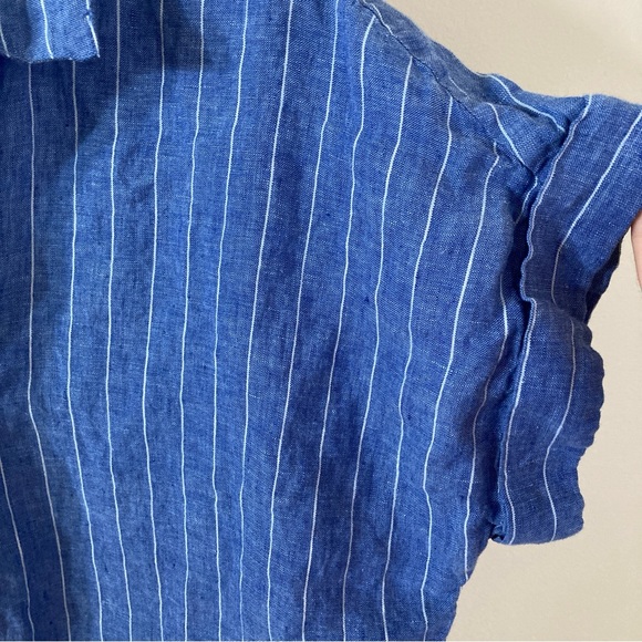 Chico's 100% Linen Blue and White Striped Shirt - Picture 4 of 9